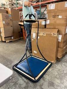 lot 58 image: MSRP $1000 New In Open Box&nbspSouthpaw Top Disc Design Platform Swing -an essential tool in sensory integration therapy&nbsp31 x 31 x 60 Inches