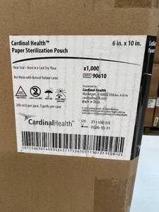 lot 64 image: 1 Case (1000 each) NEW Cardinal Health 90610 6 x 10 Paper Sterilization Pouch - Expiration 1026