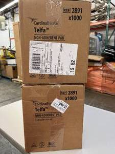 lot 65 image: MSRP $600  2 Cases (1000 each per case) NEW Cardinal Health 2891 3 x 8 Telfa Non-Sterile Single-Use Non-Adherent Pads