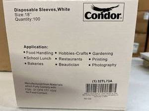 lot 78 image: Lot of 10 NEW Condor 100-Pack 18 Disposable Sleeves - White