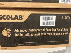 lot 86 image: MSRP $600  2 Cases (6 each per case) NEW Ecolab 6101090 25.3 fl. oz. Advanced Antibacterial Foaming Hand Soap