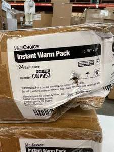 lot 93 image: 3 Cases (24 each per case) MediChoice CWP953 5.75 x 9 Single-Use Instant Warm Packs - Expiration 326 (dented boxes) 