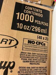 lot 99 image: 1 Case (1000 each) NEW Dart 10 oz. Jcup Hot or Cold Insulated Cups (open box) 