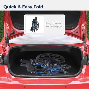 lot 16 image: Drive Medical Blue Streak Series Ultra-Lightweight Durable Steel Collapsible Wheelchair - Weight Capacity 250 lbs. - 18 Seat Width - Like New Condition