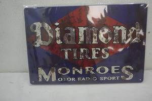 lot 132 image: 8 x 12 Tin Dimond Tires Sign