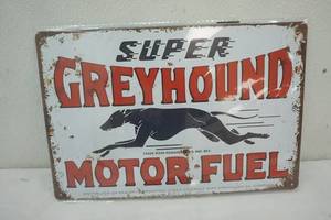 lot 138 image: 8 x 12 Tin Super Greyhound Motor Fuel