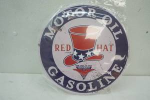 lot 142 image: 12 Tin Motor OIl Gasoline Sign