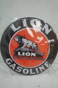lot 143 image: 12 Tin Lion Gasoline Sign