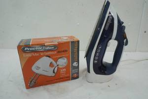 lot 224 image: Black & Decker Iron and Proctor Silex hand mixer