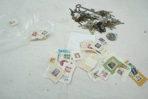 lot 243 image: Used Stamps amd a variety of keys