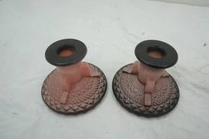 lot 263 image: Vintage Candle Holders, plush pink