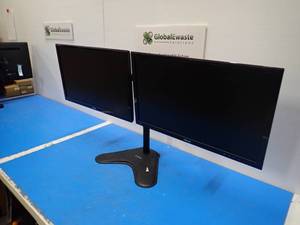 lot 3 image: Dual Monitor Stand with Monitors and power  HDMI display cablesASUS&nbspVS248 LCD Monitor  24 screen with 1920 x 1080 HD Resolution&nbspASUS&nbspVS248 LCD Monitor  24 screen with 1920 x 1080 HD Resolution 