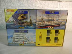 lot 8 image: NEW SEALED IN BOX - HELLER COLLECTION MODEL KIT #2 DRAKKAR 1180 SCALE, PAMIR 1750 SCALE & EAGLE 1600 SCALE #58110 - FANTASTIC PIECE - SEE PICTURES