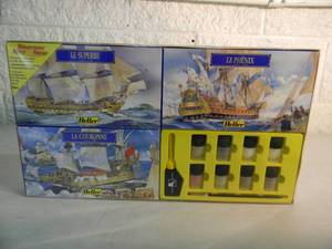 lot 9 image: NEW SEALED IN BOX - HELLER COLLECTION MODEL KIT #3 LE SUPERBE 1500 SCALE, LE PHENIX 1600 SCALE & LA COURONNE 1600 SCALE #58224 - FANTASTIC PIECE - SEE PICTURES