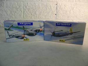 lot 19 image: NEW SEALED IN BOX - HELLER MODEL KIT 172 SCALE 9-47 THUNDERBOLT #80267 & P-38 LIGHTNING #80273 - GREAT PIECES - SEE PICTURES