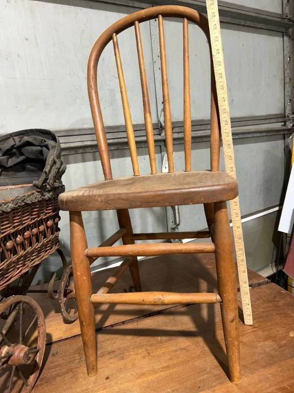 lot 1380 image: ANTIQUE CHAIR, DROP LEAF TABEL, LOVE SEAT, FOOT REST, BABY STROLLER LOT