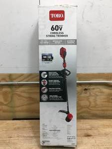lot 2 image: Used Toro 60V Brushless String Trimmer with 2.0Ah Battery and Charger Model # 51831