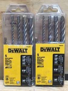 lot 66 image: Lot of 2 - DeWalt 5 Piece Hammer Bit Set Model # DW5470