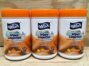 lot 70 image: Lot of 3 - Wish Disinfectant Wipes 80 Count