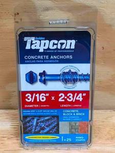 lot 82 image: Lot of 6 - Tapcon 316x2-34 Hex Head 25 Packs Model # HW3-234P25