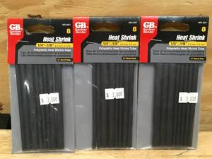 lot 86 image: Lot of 3 - Gardener Bender Heat Shrink 14-18 Polyolefin Heat Shrink Tubing 8 Packs Model # HST-AST