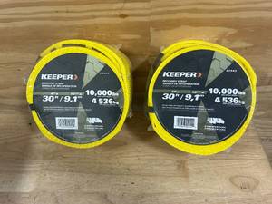 lot 100 image: KEEPER Lot of 2- 30 ft. x 4 in. x 20,000 lbs. Vehicle Recovery Straps with Protected Loops