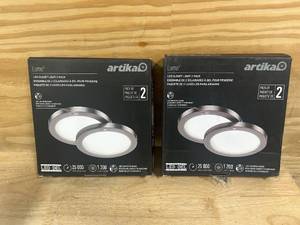 lot 121 image: ARTIKA Lot of 2 Packs of- Lumo 8 LED Closet Lights with Motion Sensor, Brushed Nickel (2 per pack)