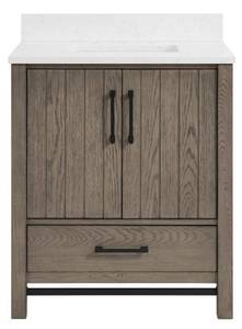 lot 2A image: ALLEN  ROTH Brawley 30-in Rustic Taupe Oak Undermount Single Sink Bathroom Vanity with Carrara Engineered Marble Top and Backsplash