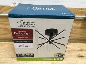 lot 146 image: Patriot Lighting Semi-Flush Matter Black Finish 15 x 8-78 LED Dimmable Ceiling Light