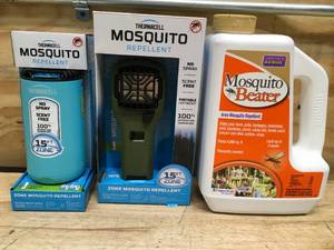 lot 179 image: Lot of 1 - Mosquito Beater Mosquito Repellent, 1 - Thermacell MR300 Mosquito Repeller and 1 - Thermacell Patio Shield Mosquito Repeller