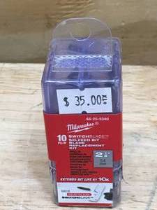 lot 89 image: Milwaukee Switch Blade Selfeed Bit Blade Replacement Kit 2-18 10 Pack Model # 48-25-5340