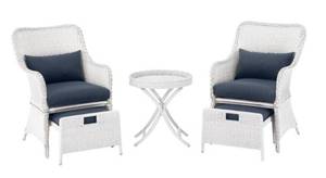 lot 160 image: HAMPTON BAY Garden Hills 5-Piece Wicker Outdoor Chat Set with CushionGuard Sky Blue Cushions
