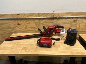 lot 194 image: TORO 60V MAX 24 in. Hedge Trimmer with 2.0Ah Battery and Charger Model 51840