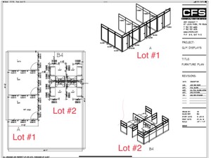(2) OPEN PLAN SYSTEMS Office Sectionals with 12-Foot Glass Walls, also Includes (1) 12x7 Storage Sectional...