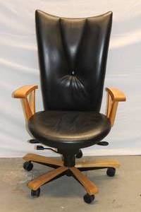 lot 10 image: Oak and Leather Office Chair