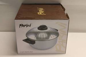 lot 14 image: The Parini 6-qt Stainless Steel Pasta Pot in Original Box