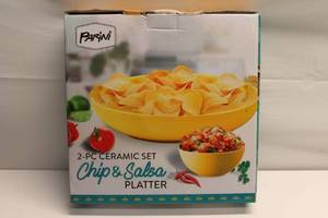 lot 19 image: Parini 2-pc Ceramic Chip and Salsa Platter in Original Box