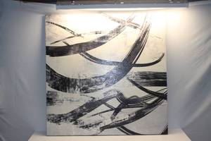 lot 26 image: B&W Textured Abstract Wrapped Print