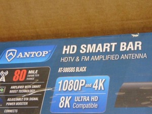 Adenauer ANTOP AT-500SBS Black Indoor TV Antenna, Digital Amplified Indoor HDTV Antenna, Noise-Free 4G Filter, Support 2 TVs, with 15ft Long Coaxial Cable