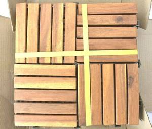 10 Acacia Hardwood Deck and Patio Easy Install Interlocking Flooring Tiles 12x12