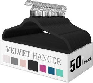 Premium Velvet Hangers 50 Pack, Heavy Duty Study Black Hangers for Coats, Suit & Dress - Non Slip