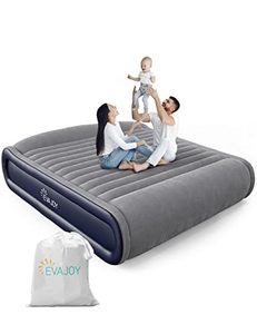 Evajoy Queen Inflatable Air Mattress with Built in Pump, 17 Double High Airbed Headboard, 3 Mins Quick InflationDeflation