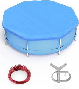 EVAJOY 28ft Round Pool Cover, Winter Pool Cover for 24ft Above Ground Round Inflatable Swimming Pools, Pool Cover Protector with UV Protection, 4ft Overlap