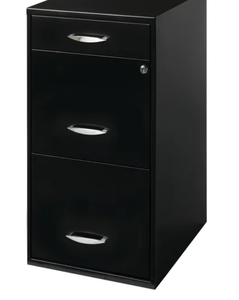 Space Solutions 3 Drawer Letter Width Vertical File Cabinet with Pencil Drawer, Black