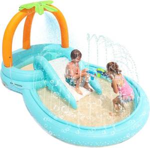 Kiddie Pool, Evajoy Inflatable Play Center Kids Pool with Slide, Water Sprayers Thickened