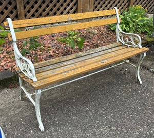 lot 224A image: Metal and Wooden Outdoor Bench