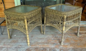 lot 81 image: Two Wicker Side Tables