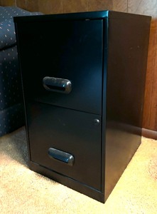lot 230A image: Two Drawer Black Metal File Cabinet