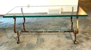 lot 15 image: Vintage Hollywood Regency Italian Scroll Coffee Table