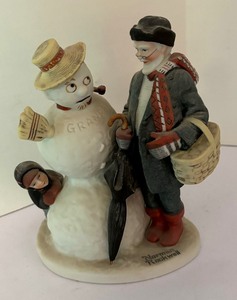 lot 179 image: Four Norman Rockwell Figurines including Grandpa Snowman, Young Love